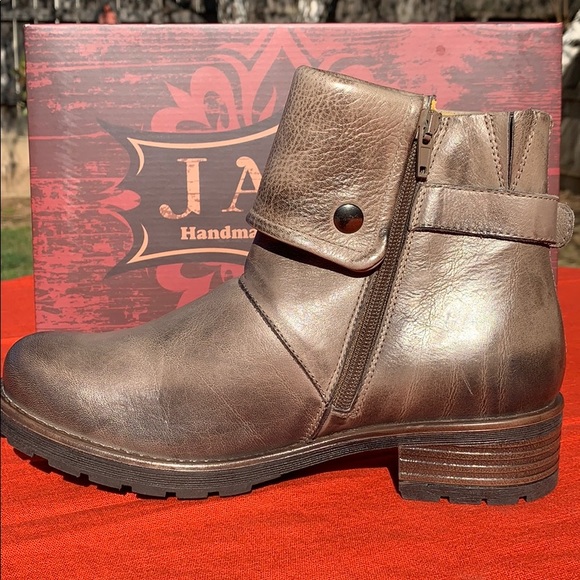 Jafa 492 Burlap Cuffed Ankle Boots Size 38 - Picture 3 of 10